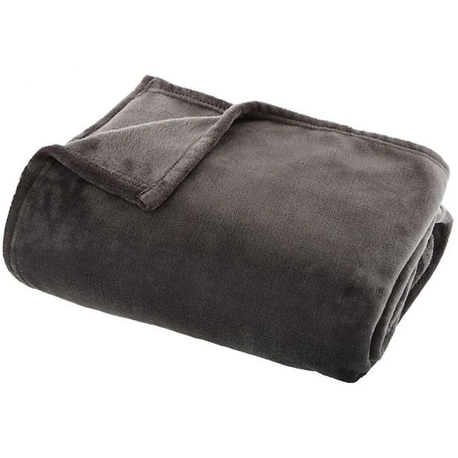 Atmosphera Couverture flanelle 180 x 230 cm - Gris foncé