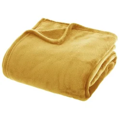 Atmosphera Couverture flanelle 180 x 230 cm jaune