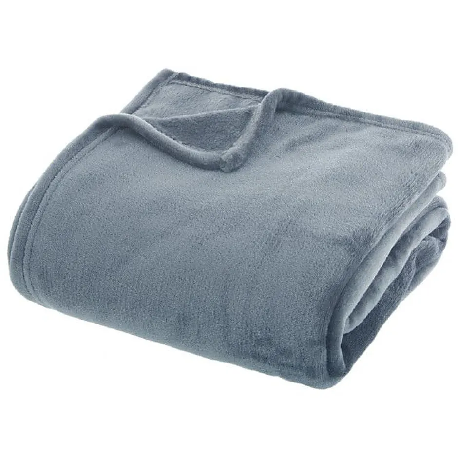 Atmosphera Couverture flanelle 180 x 230 cm bleu polyester New