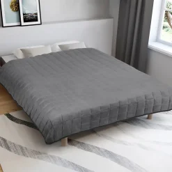 IDMarket Couverture lestée 150x200 CM CELESTE bicolore gris clair et gris 9 kg New