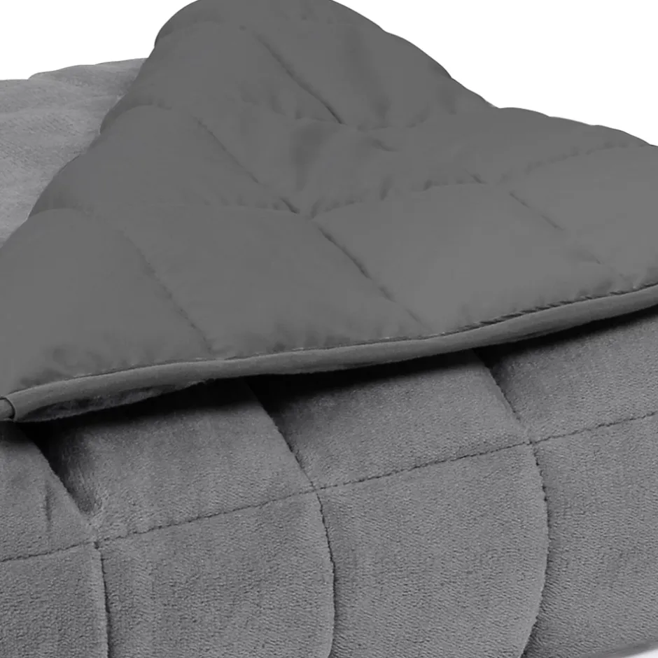 IDMarket Couverture lestée 150x200 CM CELESTE bicolore gris clair et gris 7 kg Discount