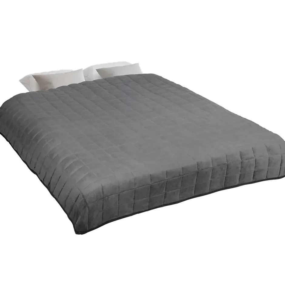 IDMarket Couverture lestée 150x200 CM CELESTE bicolore gris clair et gris 7 kg Discount