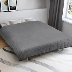IDMarket Couverture lestée 150x200 CM CELESTE bicolore gris clair et gris 7 kg Discount