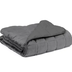 IDMarket Couverture lestée 150x200 CM CELESTE bicolore gris clair et gris 7 kg Discount