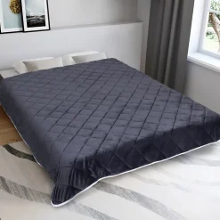 IDMarket Couverture lestée 150x200 CM CELESTE biface polaire gris et blanc 7 kg