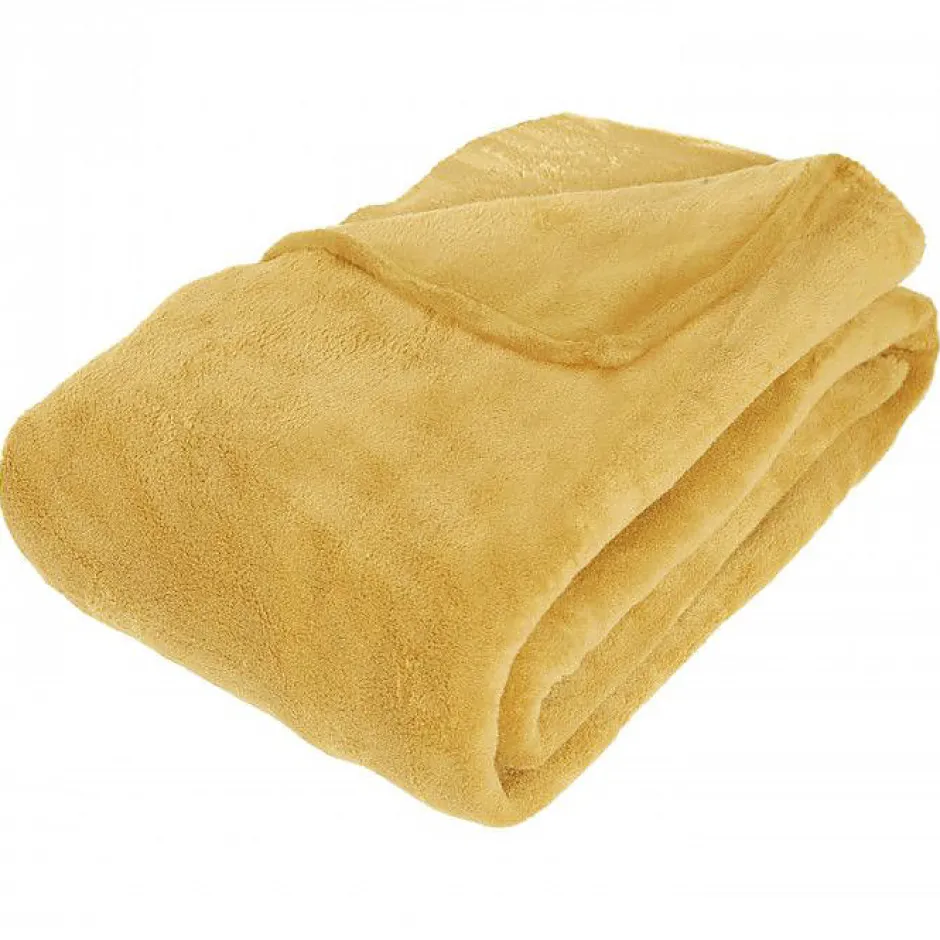 Atmosphera Couverture microfibre 180 x 230 cm jaune