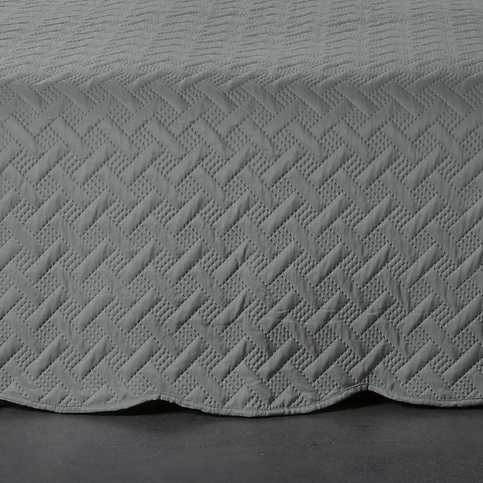 Linder Couverture molletonné surpiquage graphique (230x250 cm - Gris Foncé)