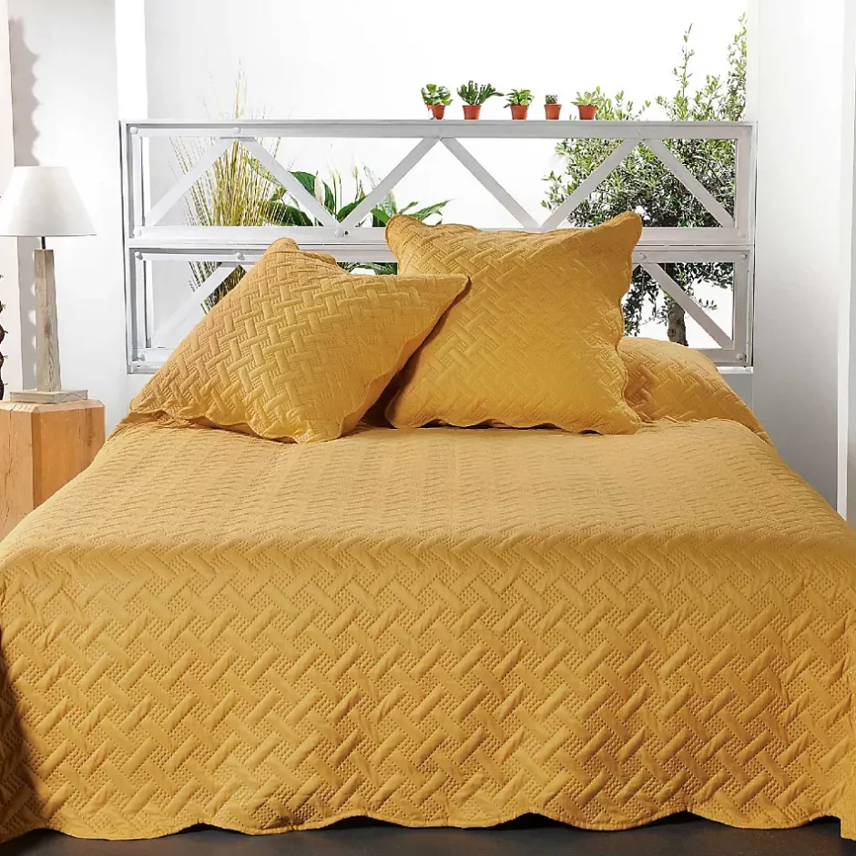 Couverture molletonné surpiquage graphique (180x240 cm - Jaune) Outlet