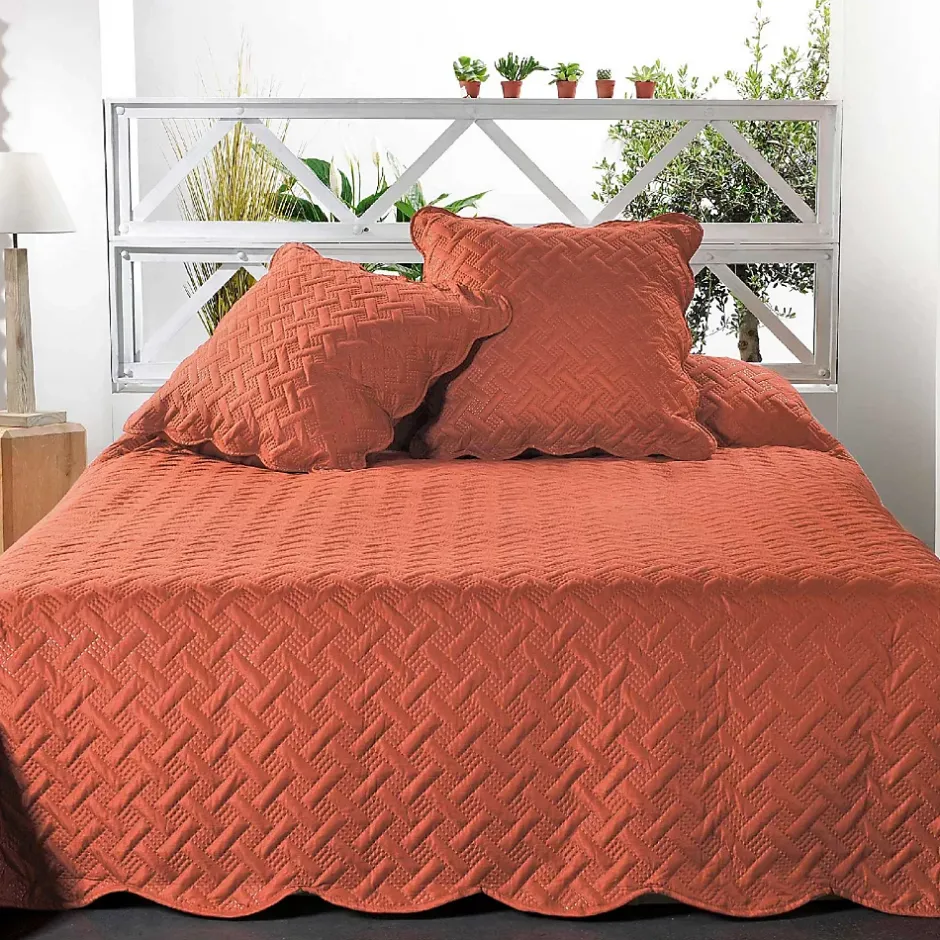 Linder Couverture molletonné surpiquage graphique (250x260 cm - Cuivre) Best