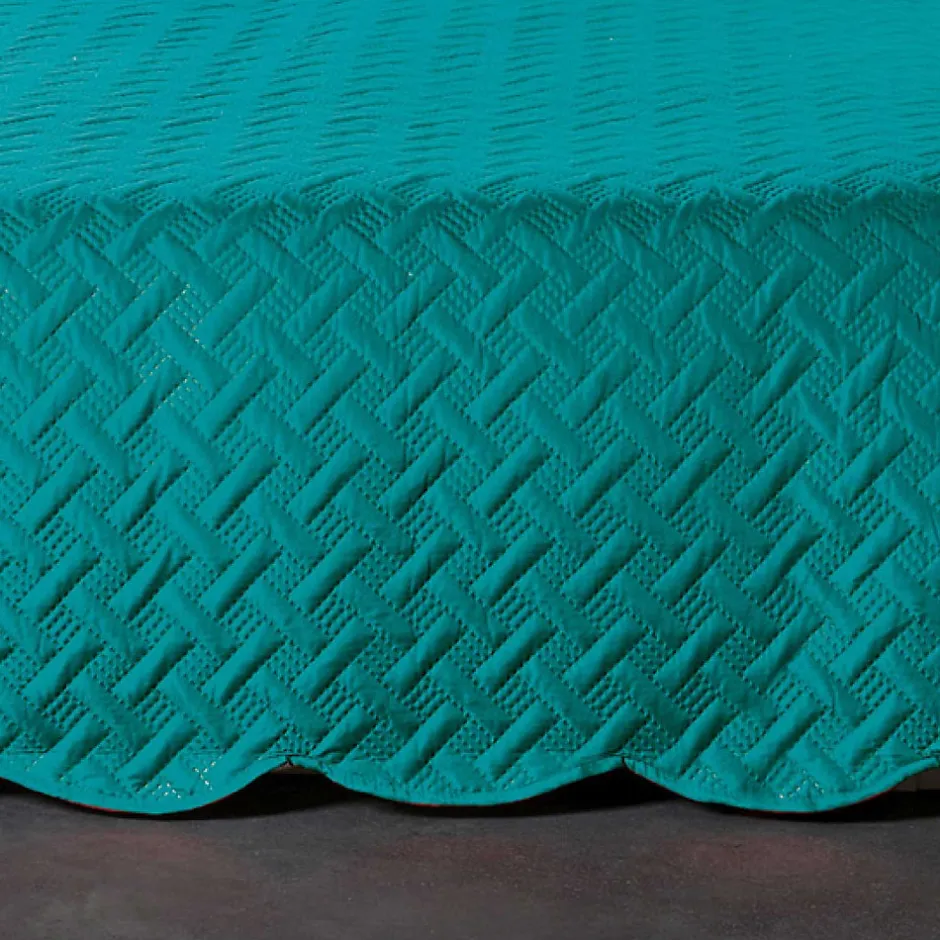 Linder Couverture molletonné surpiquage graphique (250x260 cm - Turquoise)