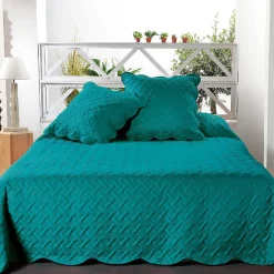 Linder Couverture molletonné surpiquage graphique (150x150 cm - Turquoise)