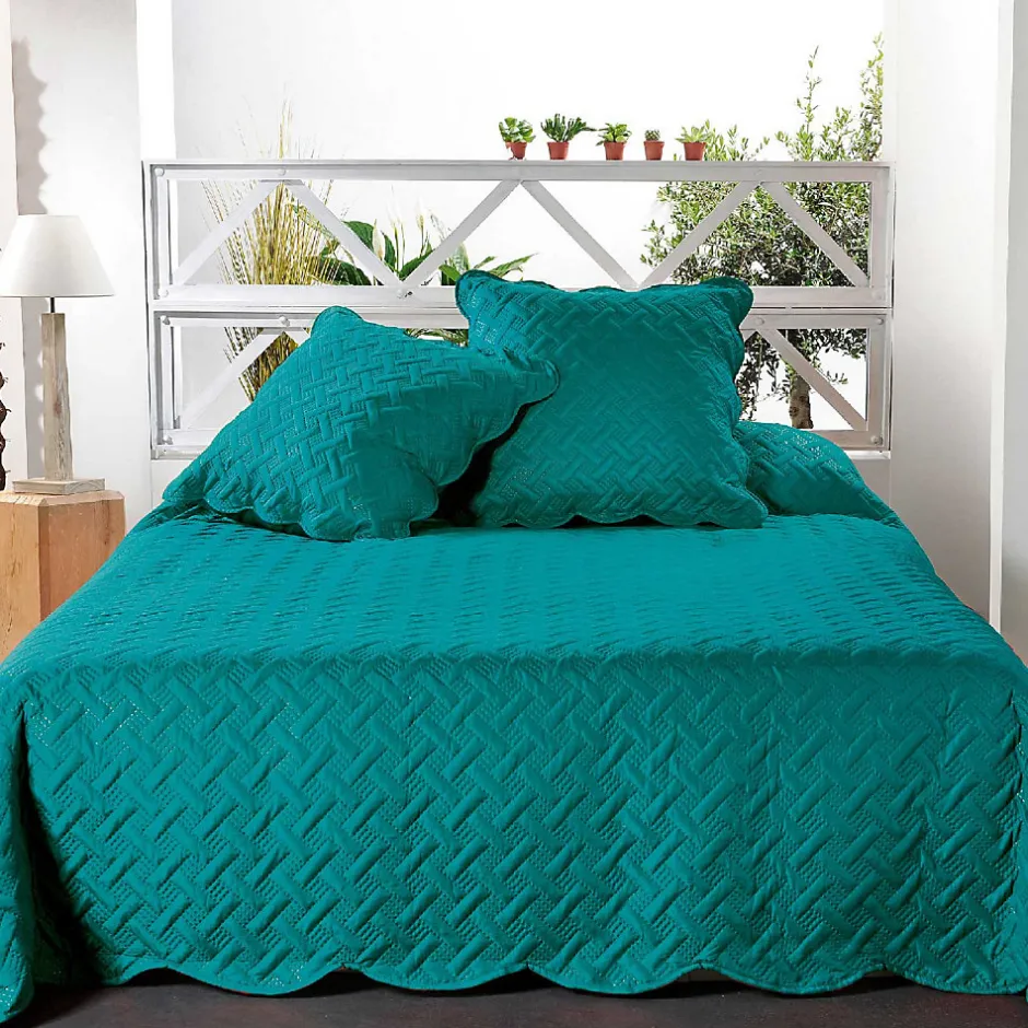 Linder Couverture molletonné surpiquage graphique (150x150 cm - Turquoise)