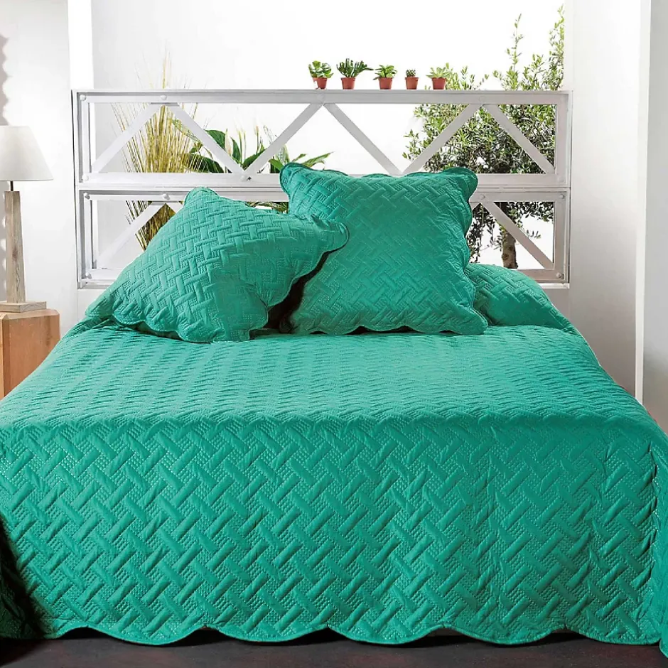 Linder Couverture molletonné surpiquage graphique (150x150 cm - Vert) Online