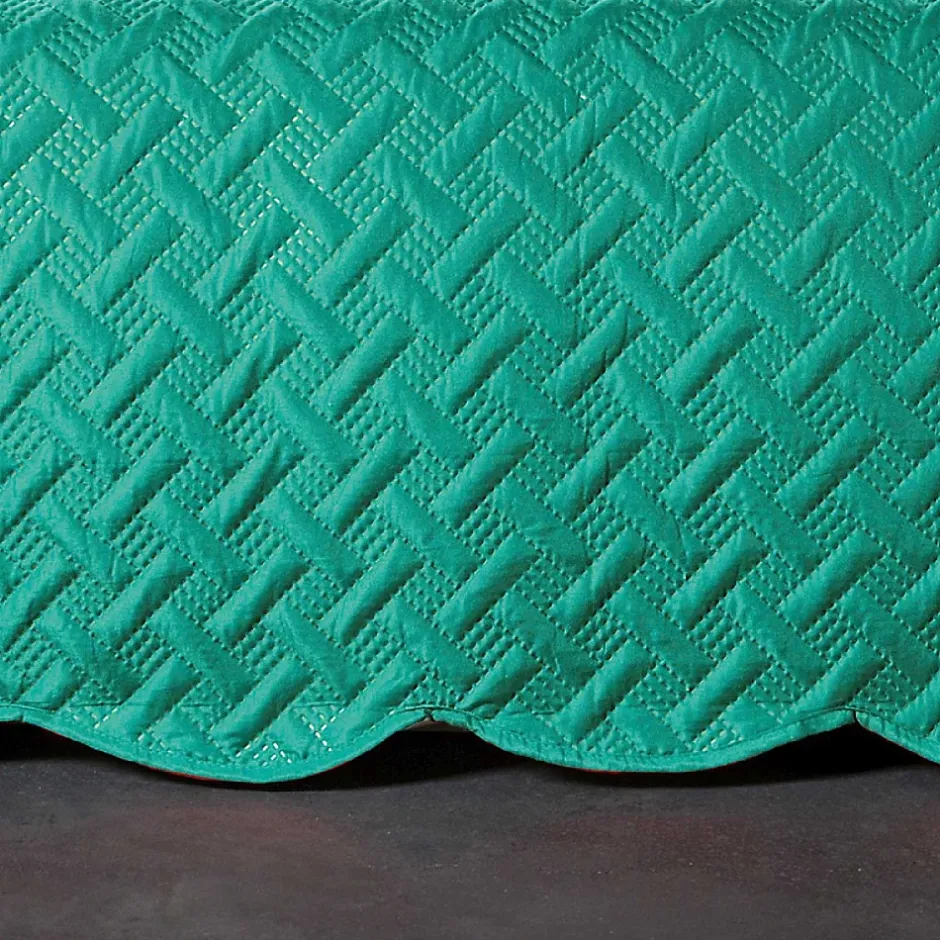 Linder Couverture molletonné surpiquage graphique (150x150 cm - Vert) Online