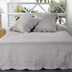 Linder Couverture molletonné surpiquage graphique (150x150 cm - Gris clair)