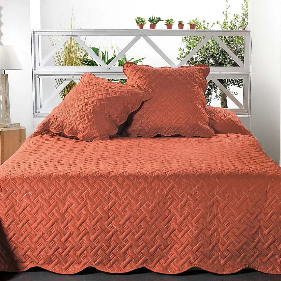 Linder Couverture molletonné surpiquage graphique (150x150 cm - Cuivre)
