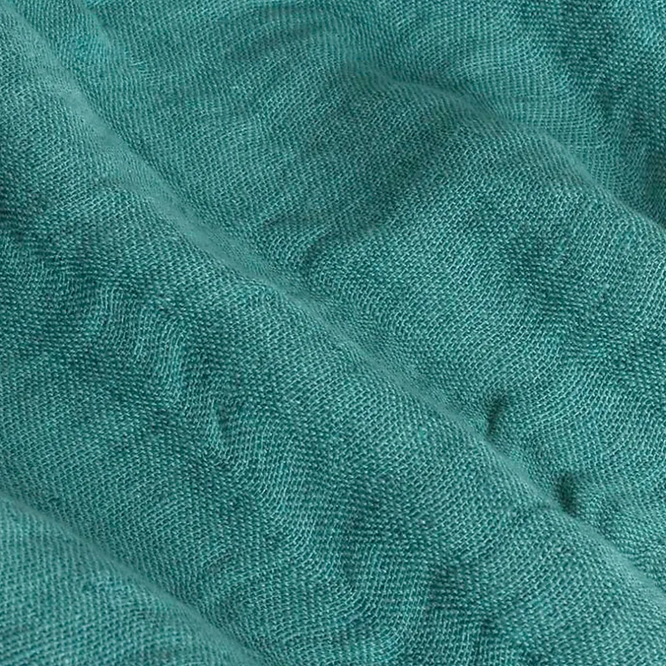 Sacasa Couverture plaid 100% coton bleu turquoise avec franges 130x170cm BITALD -