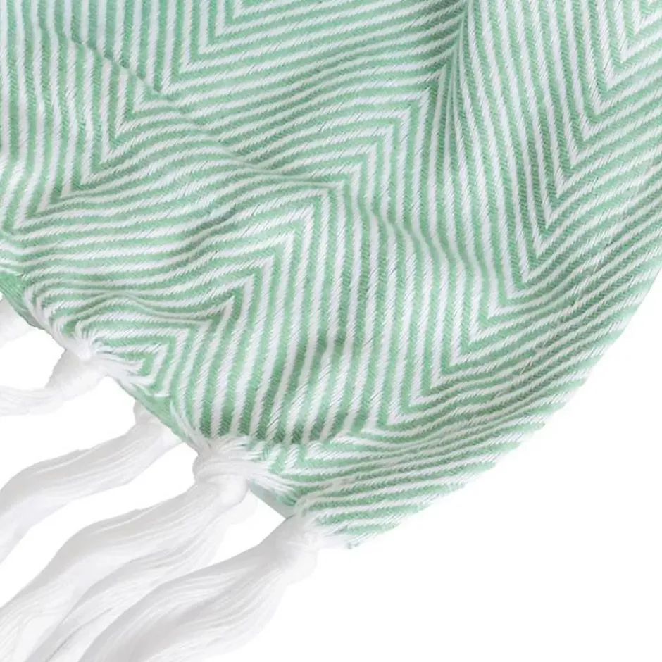 Sacasa Couverture plaid 100% coton bleu turquoise avec franges 180x220cm ZIGORA - Outlet