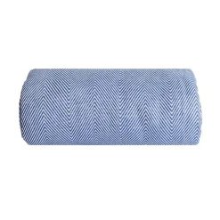 Sacasa Couverture plaid 100% coton bleu marine avec franges 180x220cm ZIGORA -