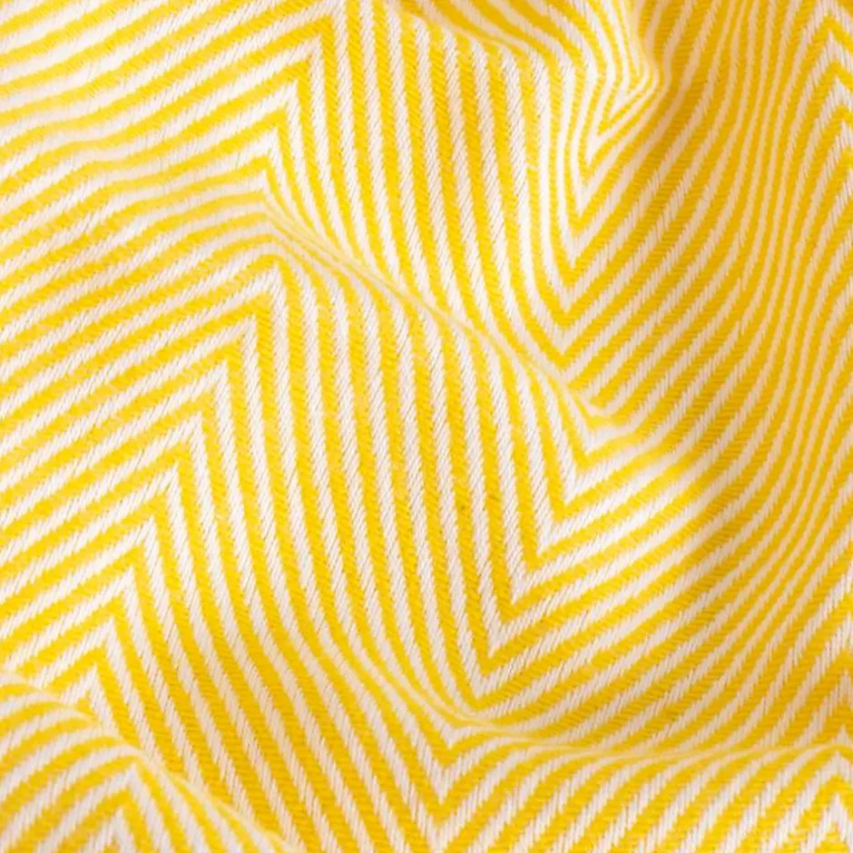 Sacasa Couverture plaid 100% coton jaune avec franges 180x220cm ZIGORA -