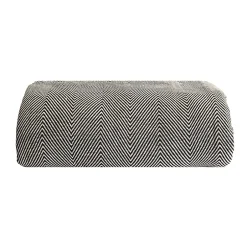 Sacasa Couverture plaid 100% coton noire avec franges ZIGGY -