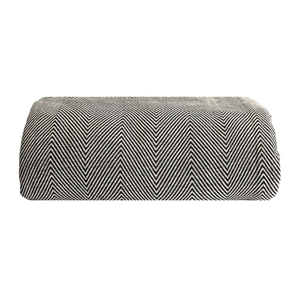 Sacasa Couverture plaid 100% coton noire avec franges ZIGGY -