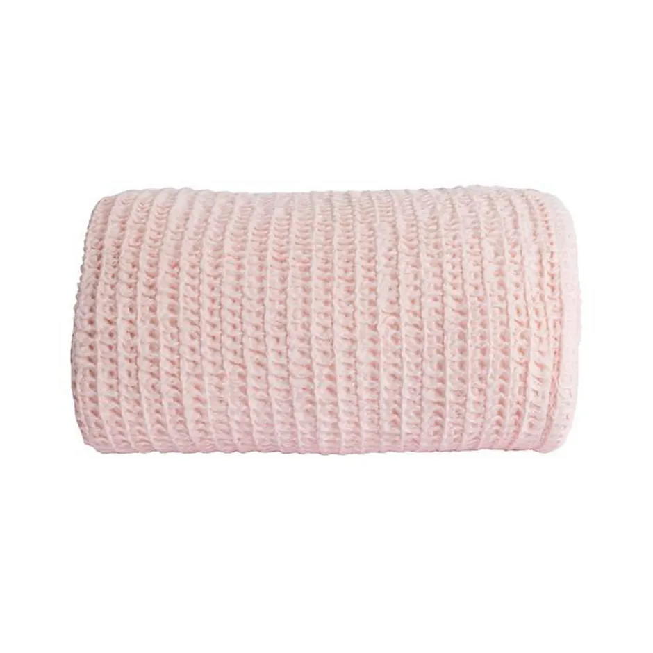 Sacasa Couverture plaid 100% coton rose pâle avec pompons 130x170cm ARNISKA -