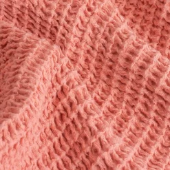 Sacasa Couverture plaid 100% coton rose saumon avec pompons 130x170cm ARNISKA -