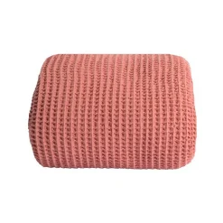 Sacasa Couverture plaid 100% coton rose saumon avec pompons 130x170cm ARNISKA -