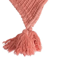 Sacasa Couverture plaid 100% coton rose saumon avec pompons 130x170cm ARNISKA -