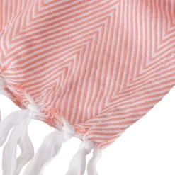 Sacasa Couverture plaid 100% coton rose saumon avec franges 180x220cm ZIGORA - New