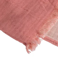 Sacasa Couverture plaid 100% coton rose saumon avec franges 180x220cm BITALD -