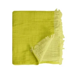Sacasa Couverture plaid 100% coton vert citron avec franges 130x170cm BITALD - Online