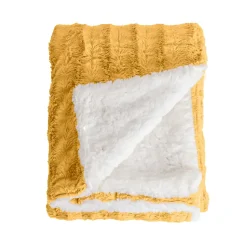 Sacasa Couverture plaid BERGIL en polyester jaune 180x220 cm - Online