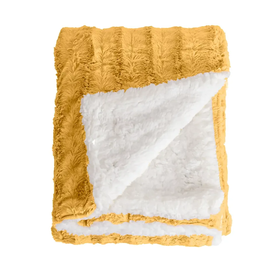 Sacasa Couverture plaid BERGIL en polyester jaune 180x220 cm - Online