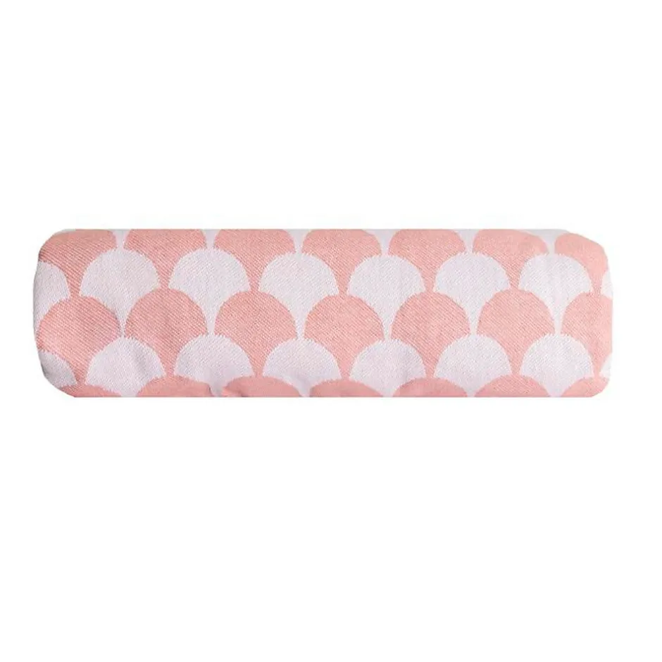 Sacasa Couverture plaid DROPALL en coton 100% - Rose saumon et blanc avec franges -