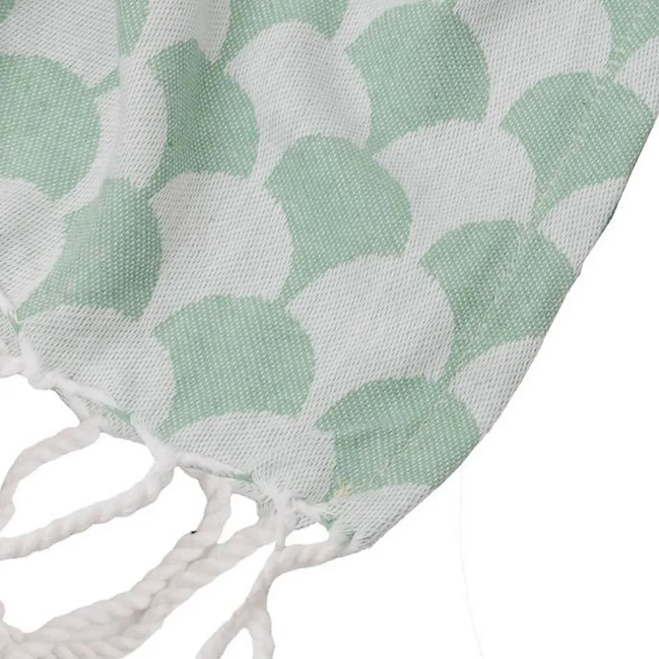Sacasa Couverture plaid en coton 100% vert à franges - DROPALL -