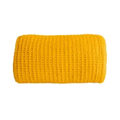 Sacasa Couverture plaid jaune en coton 100% avec franges - 130x170 cm -