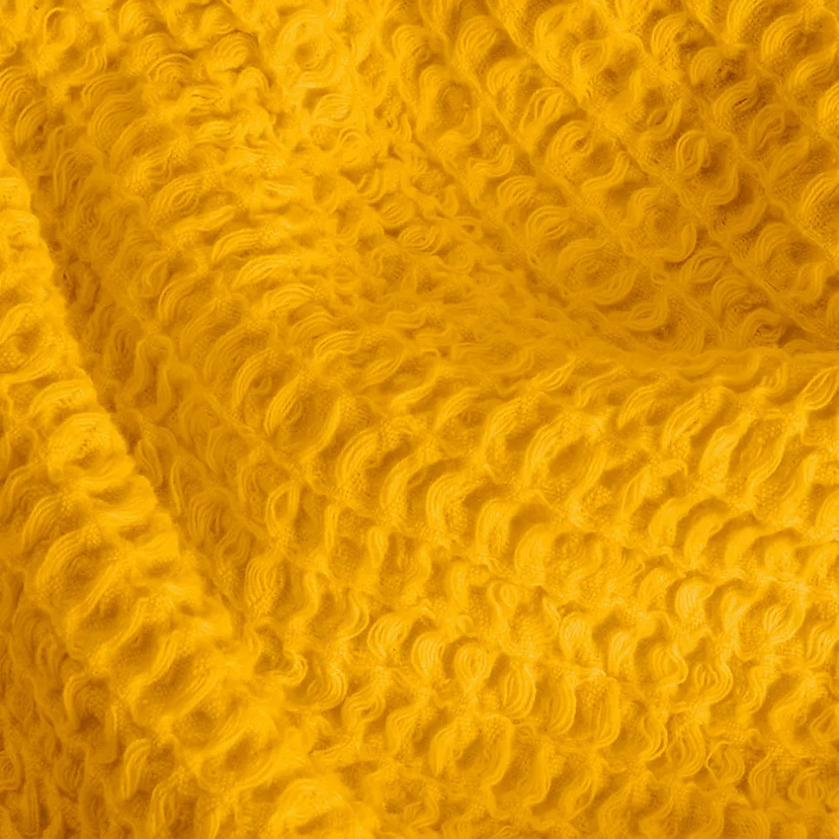 Sacasa Couverture plaid jaune en coton 100% avec franges - 130x170 cm -