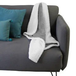 Monsieur Bébé Couverture, plaid polaire pour enfant 75 x 100 cm en flanelle et sherpa ultra doux - Bleu -