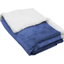 Monsieur Bébé Couverture, plaid polaire pour enfant 75 x 100 cm en flanelle et sherpa ultra doux - Bleu -