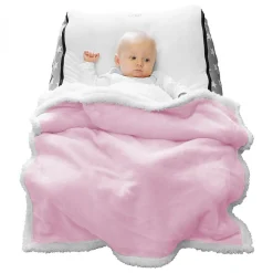 Monsieur Bébé Couverture, plaid polaire pour enfant 75 x 100 cm en flanelle et sherpa ultra doux - Bleu -