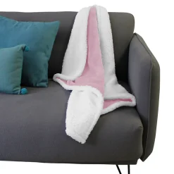 Monsieur Bébé Couverture, plaid polaire pour enfant 75 x 100 cm en flanelle et sherpa ultra doux - Bleu -