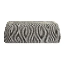 Sacasa Couverture plaid ZIGORA en coton 100 % - Noir avec franges 180x220 cm - Best