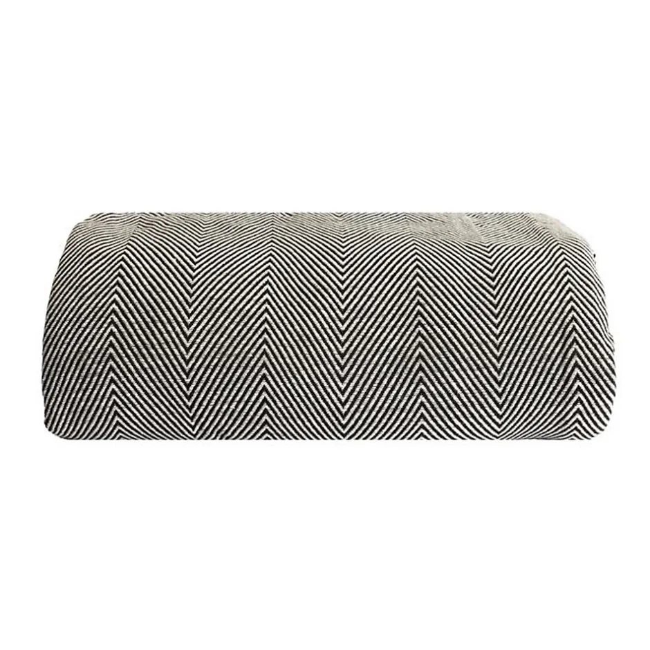 Sacasa Couverture plaid ZIGORA en coton 100 % - Noir avec franges 180x220 cm - Best