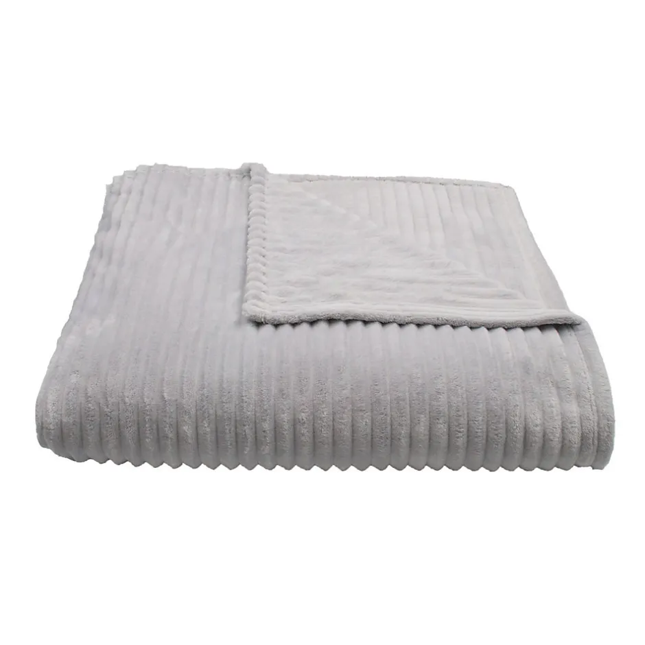 Toison d'Or Couverture polaire - - Effet côtelé 3D (180x240 cm - Gris Perle)