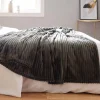 Couverture polaire - - Effet côtelé 3D (240x260 cm - Gris Foncé) Online