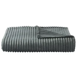 Couverture polaire - - Effet côtelé 3D (240x300 cm - Gris clair)