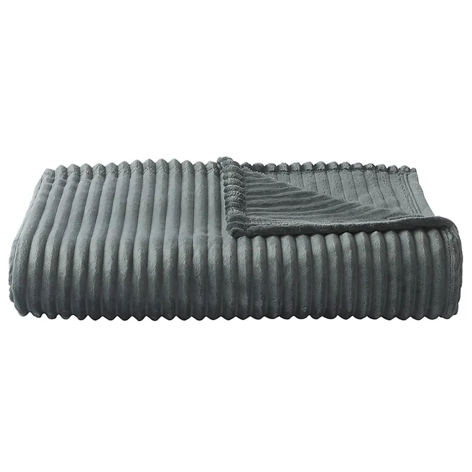 Couverture polaire - - Effet côtelé 3D (240x300 cm - Gris clair)