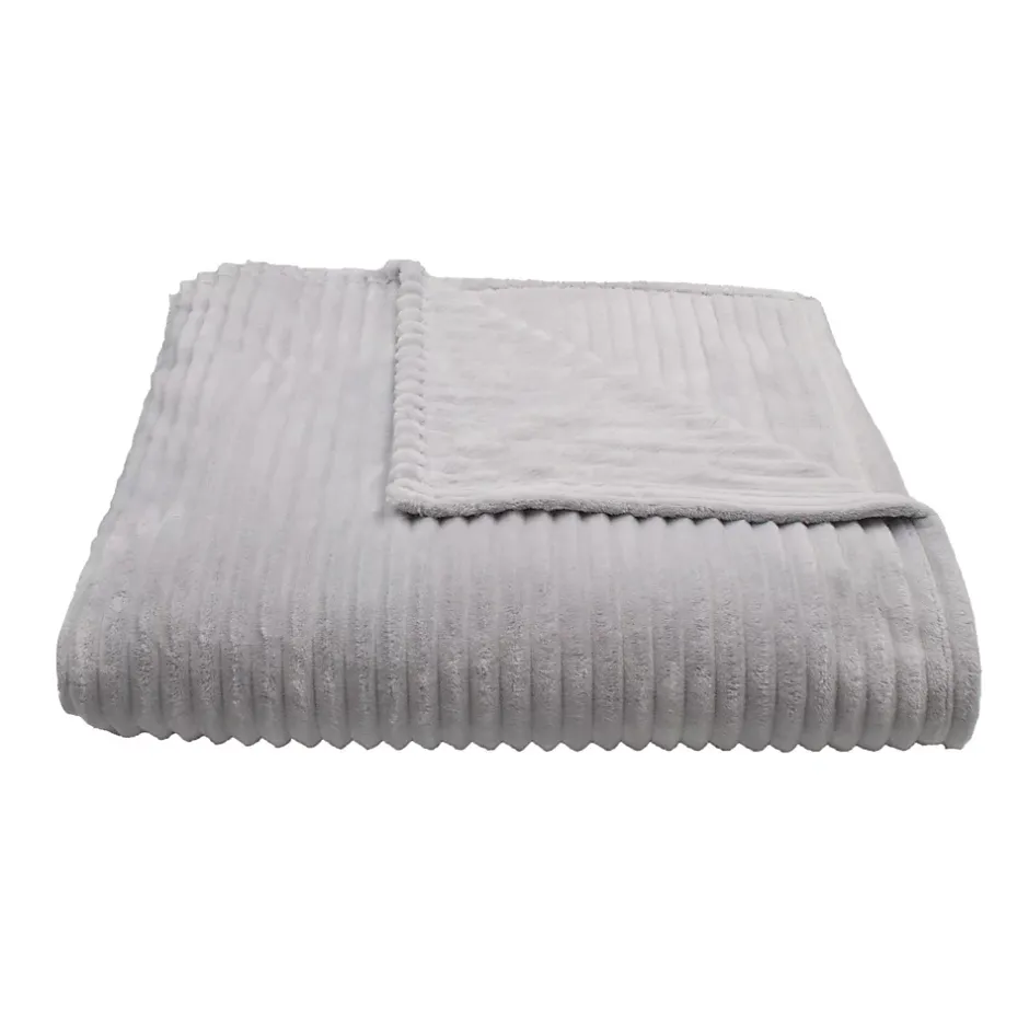Toison d'Or Couverture polaire - - Effet côtelé 3D (240x260 cm - Gris Perle) Sale